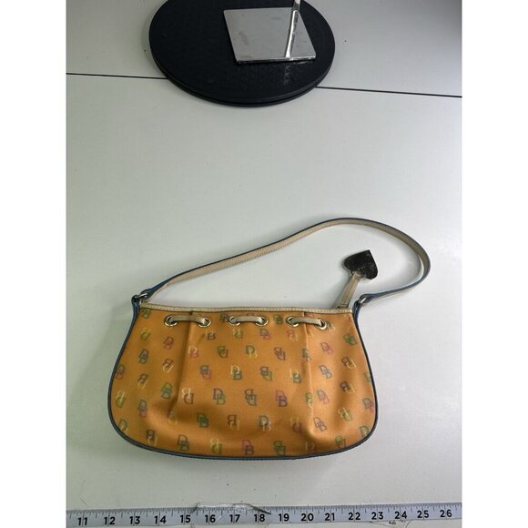 Vtg DOONEY Bourke Orange Logo Y2k 90s Leather Trim - Picture 10 of 12